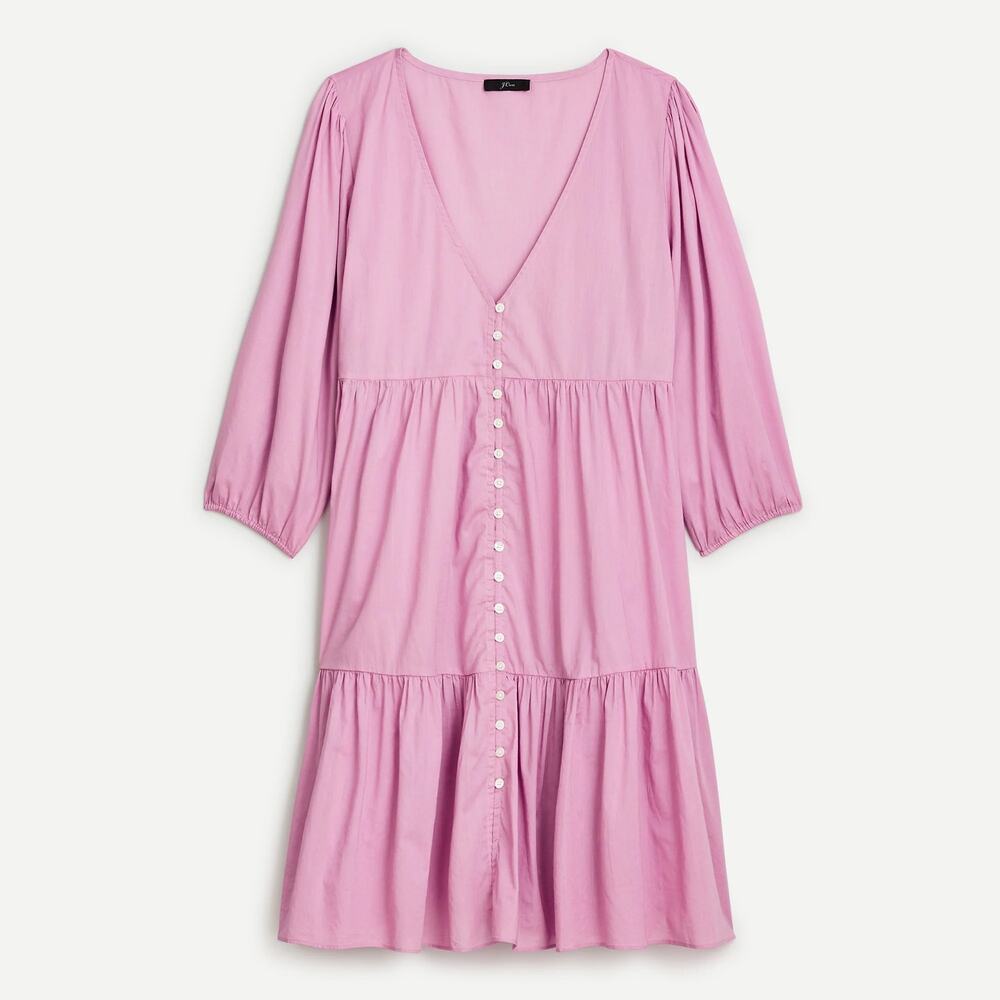 J.Crew Pink Boho Cotton Tiered Button Front Beach Cover Up Dress